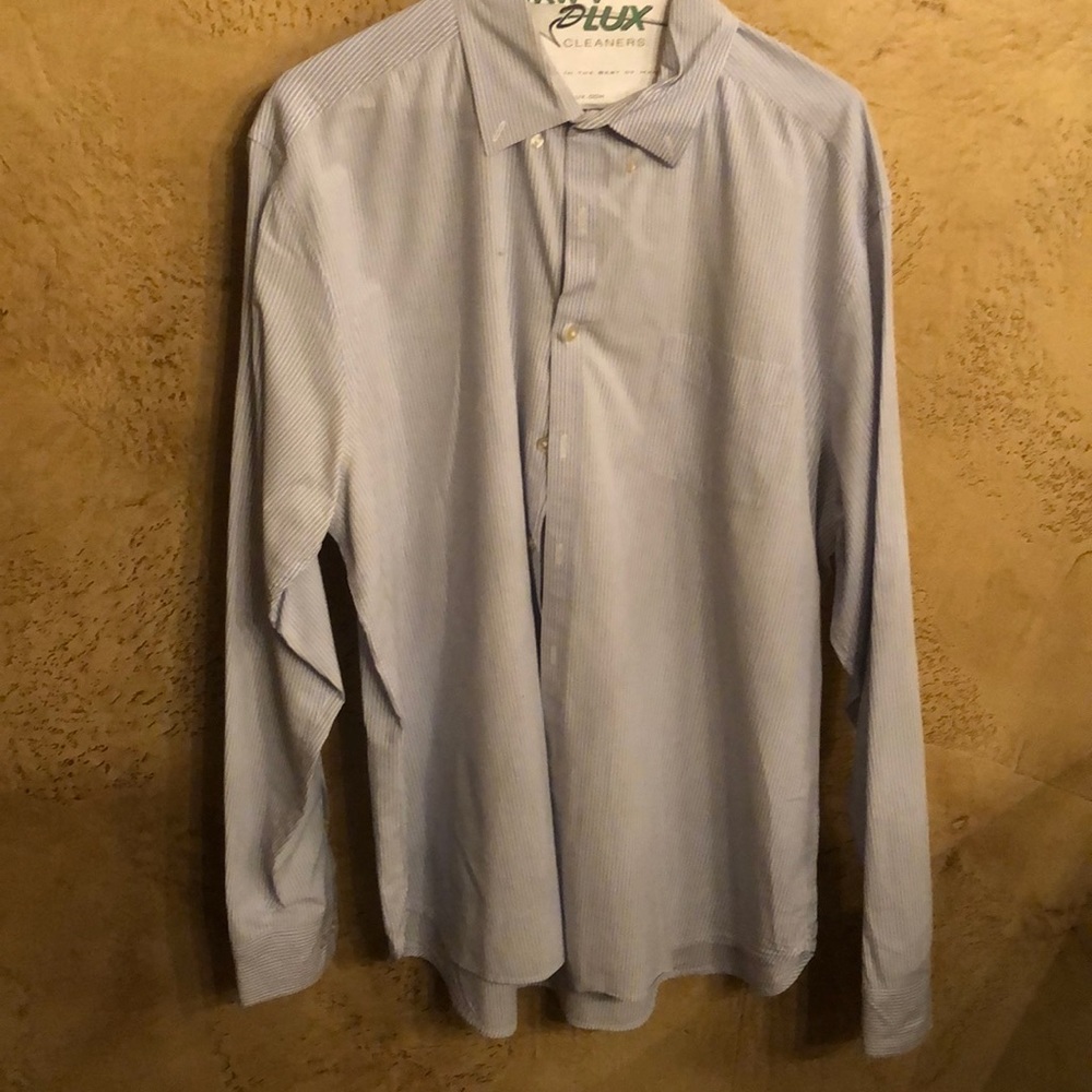 Lucky Brand Blue and White Striped Dress Shirt